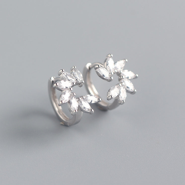 Silver Camellia Hoops 