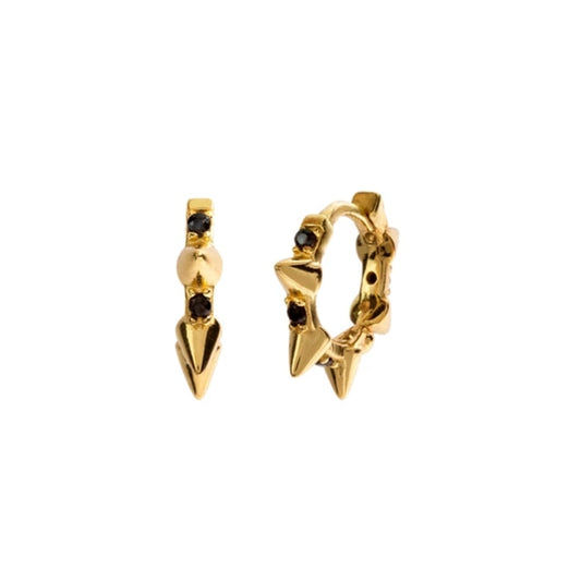 Black Gold Spikes Hoops 