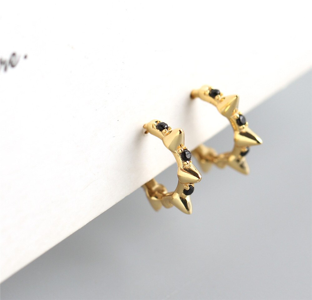 Black Gold Spikes Hoops 