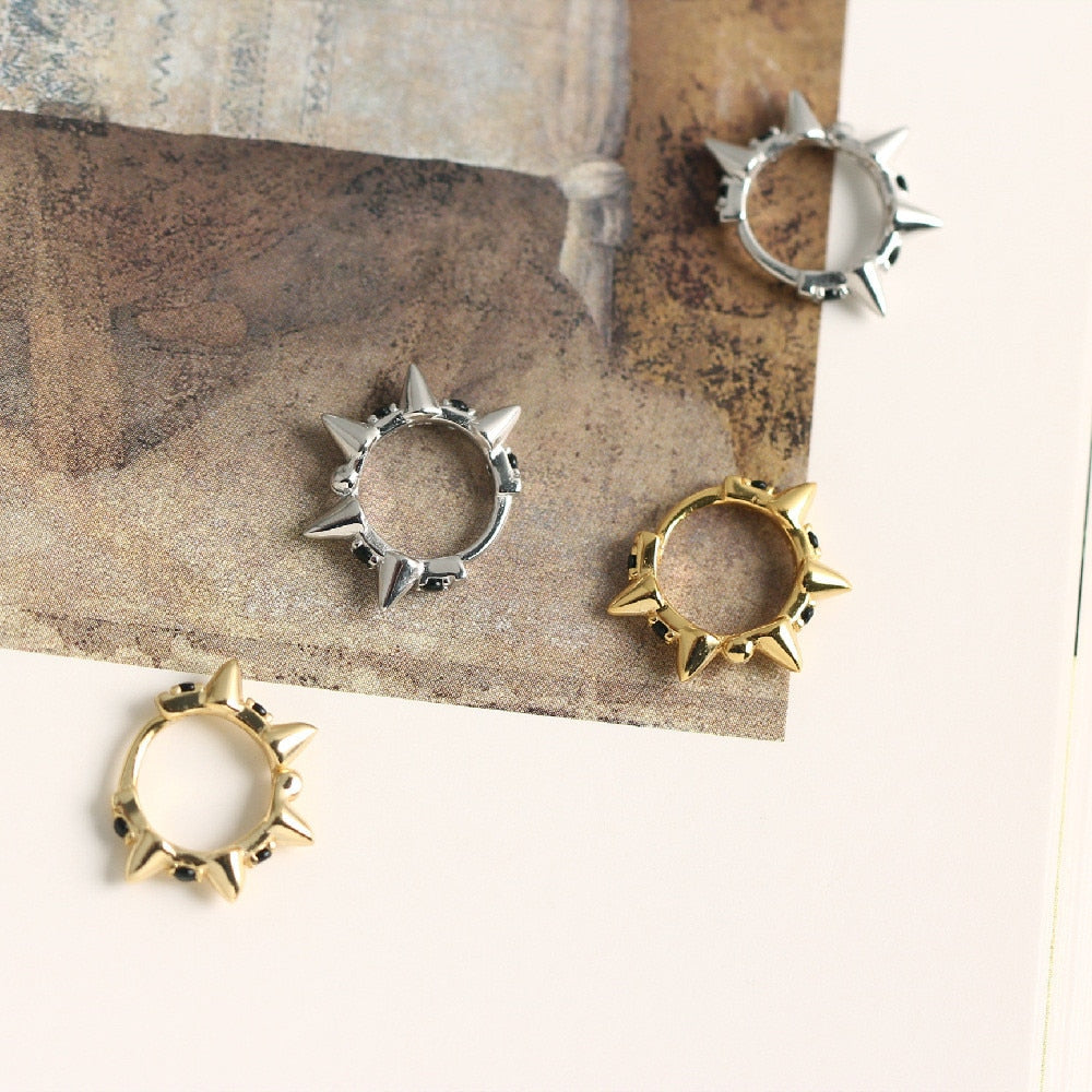 Black Gold Spikes Hoops 