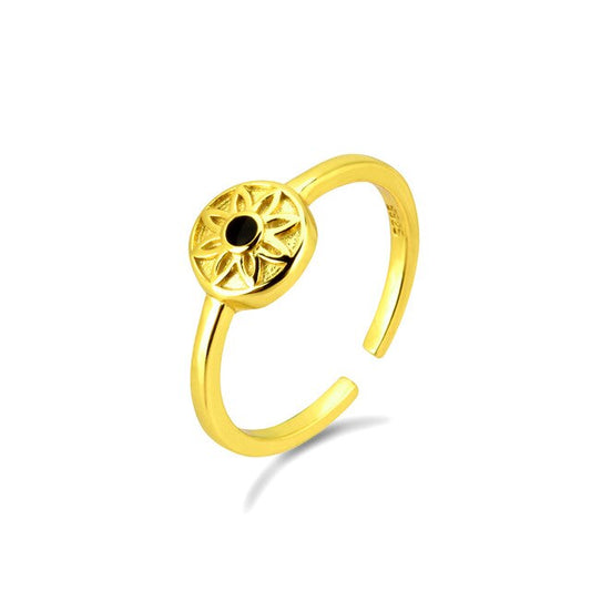Black Flower Gold Ring 