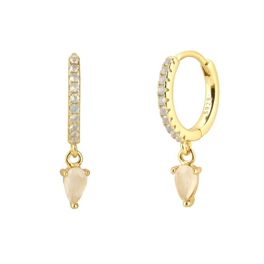 White Drop Gold Hoops 
