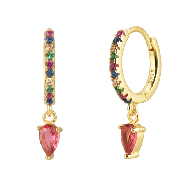 Colorful Pink Gold Hoops