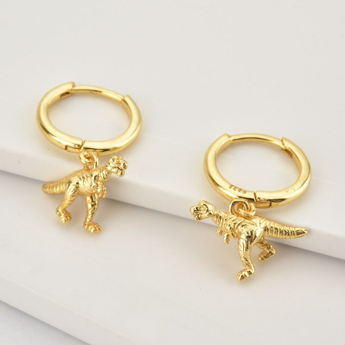 Gold T-Rex Hoops 