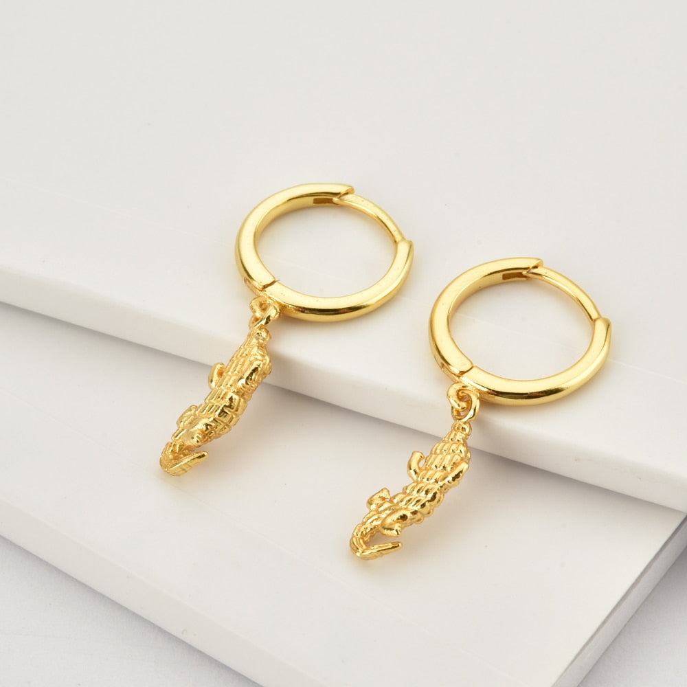 Crocodile Gold Earrings 