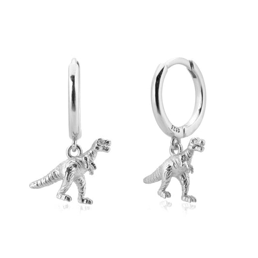 Silver T-Rex Hoops 