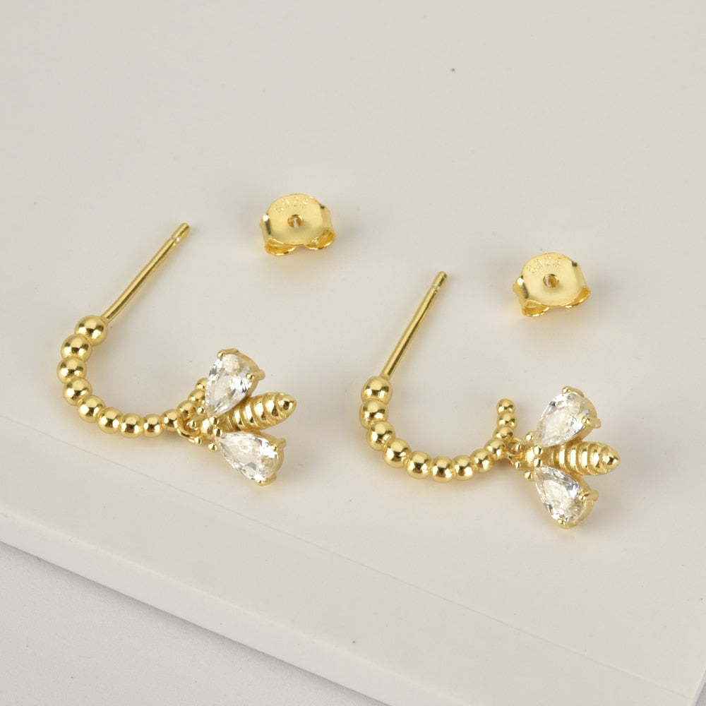 Gold Bee Hoops 