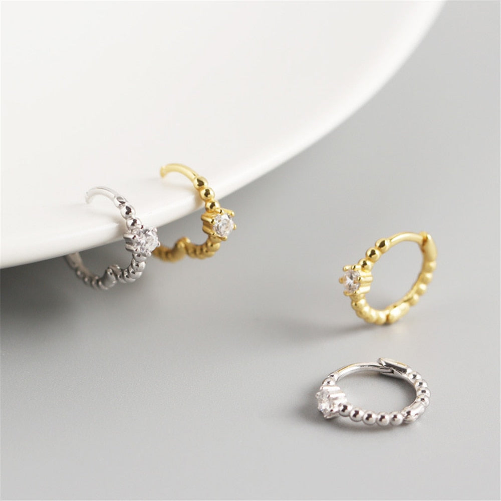 Lis White Silver Hoops 