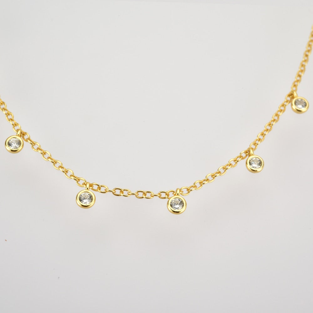 White Zirconia Gold Necklace 