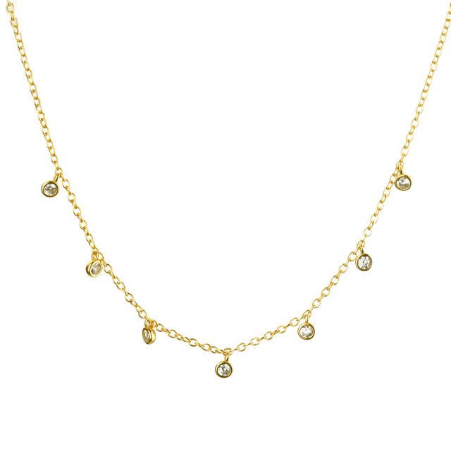 White Zirconia Gold Necklace 