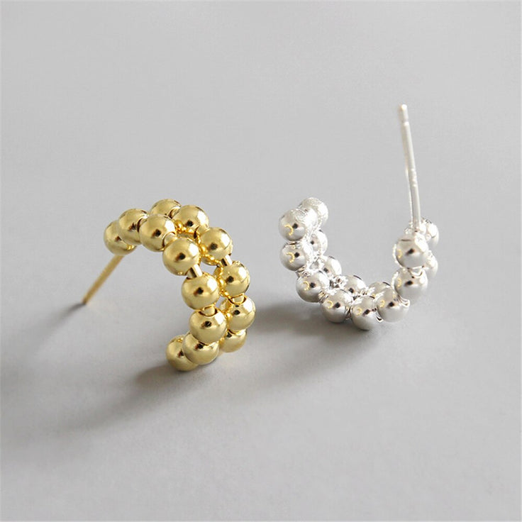 Double Balls Gold Hoops 