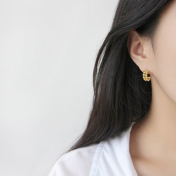 Double Balls Gold Hoops 