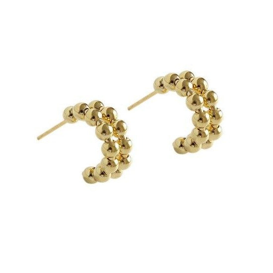 Double Balls Gold Hoops 