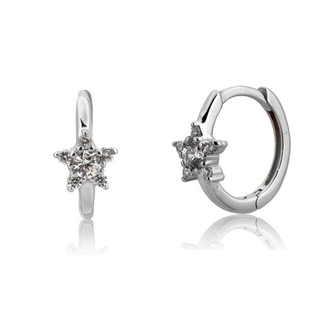 Star Silver Hoops 