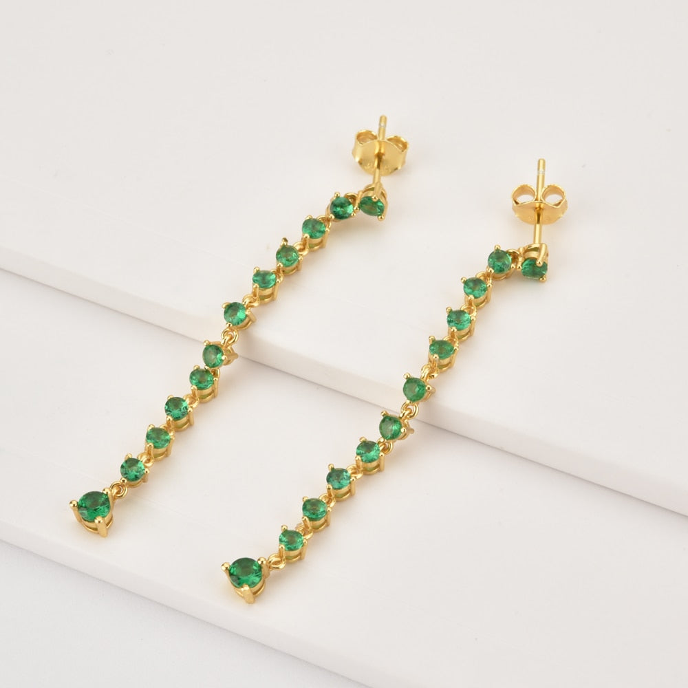 Green Waterfall Earrings 