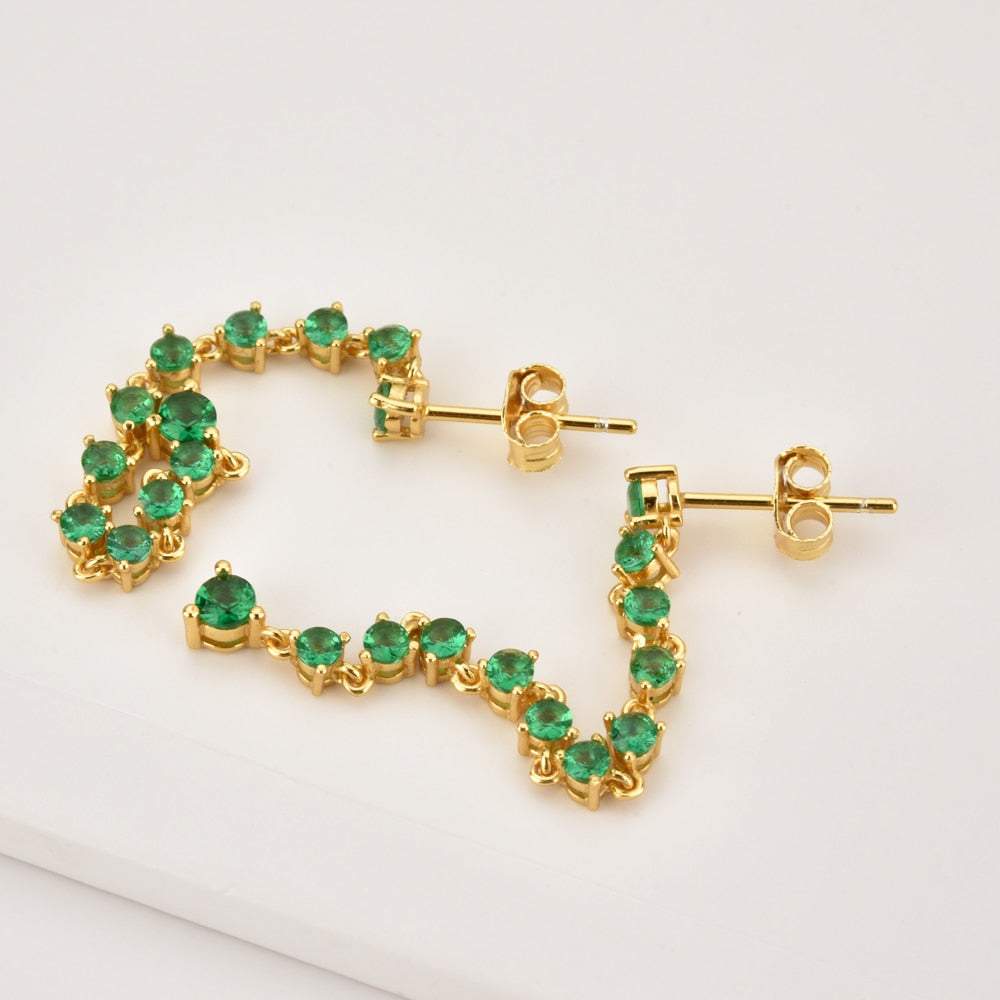 Green Waterfall Earrings 