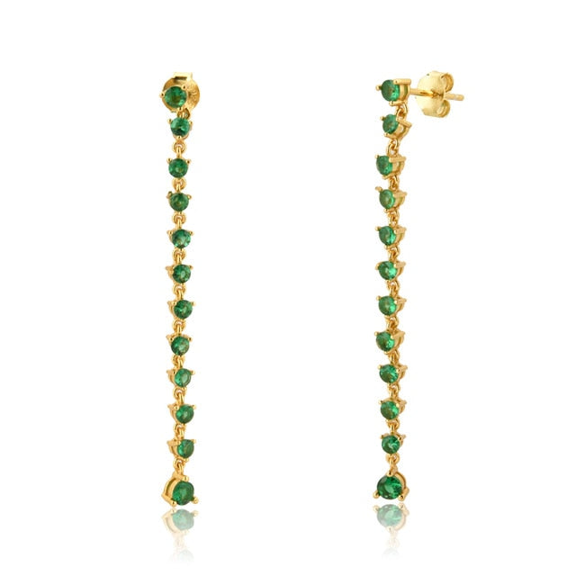 Green Waterfall Earrings 