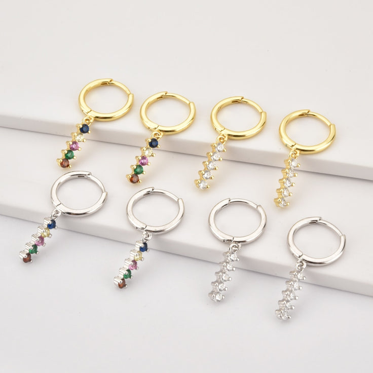 Litza White Silver Hoops 