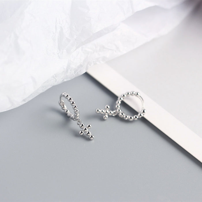 Silver Stud Crosses Hoops 