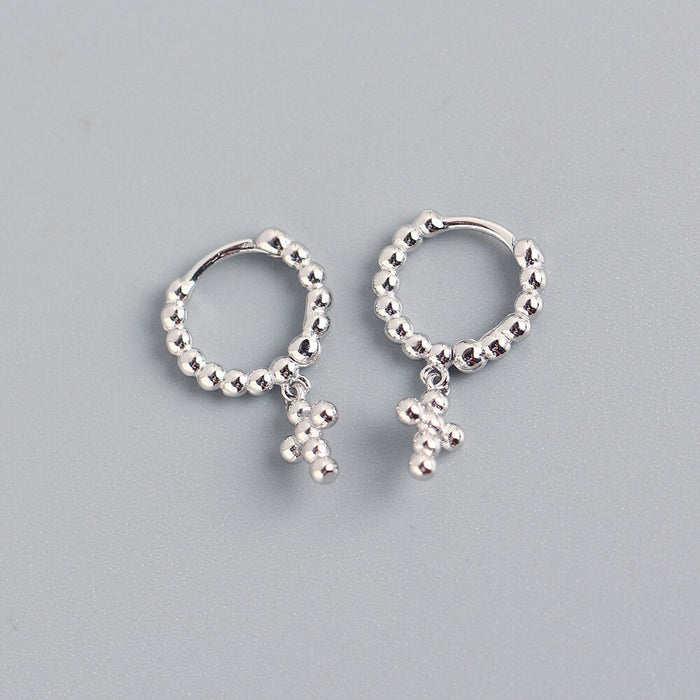 Silver Stud Crosses Hoops 
