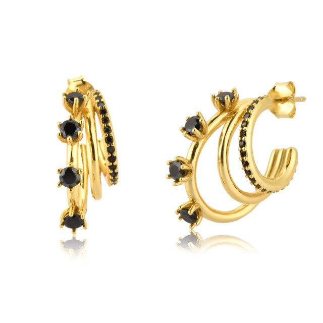 Gallant Black Gold Hoops 