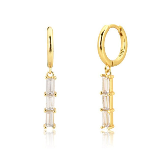 Long White Phoebe Gold Earrings 