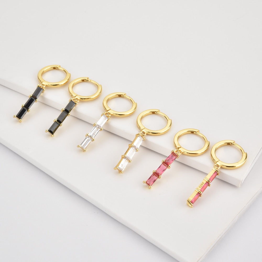 Long Pink Phoebe Gold Earrings 