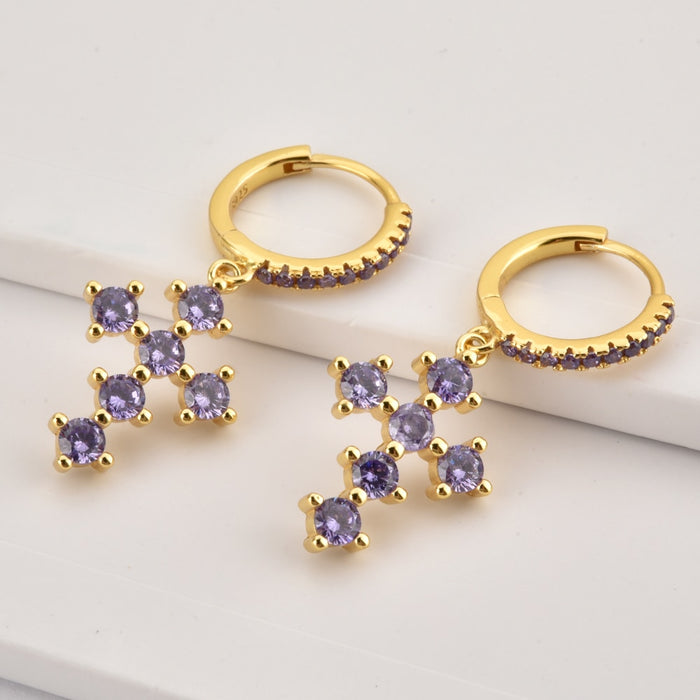 Lilac Cross Hoops 
