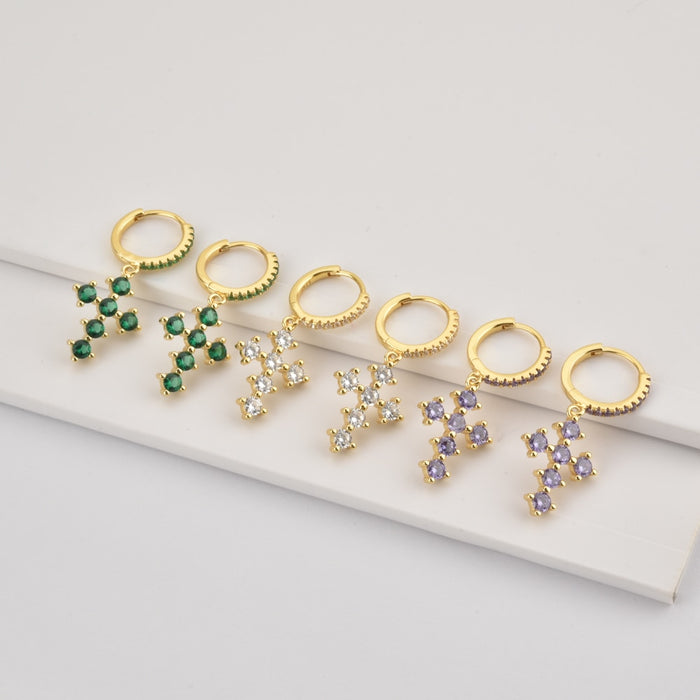 Lilac Cross Hoops 