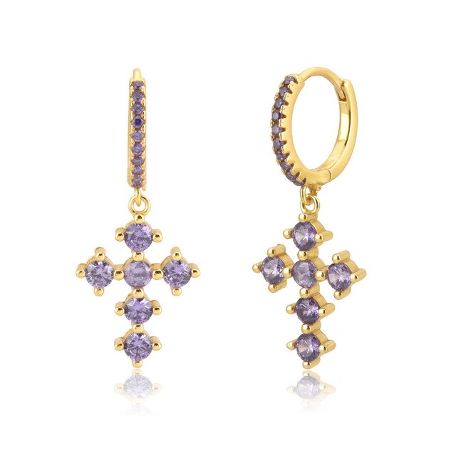 Lilac Cross Hoops 