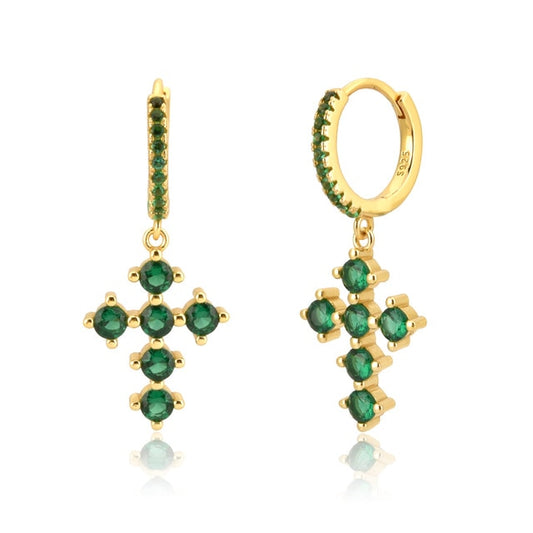 Green Cross Earrings 