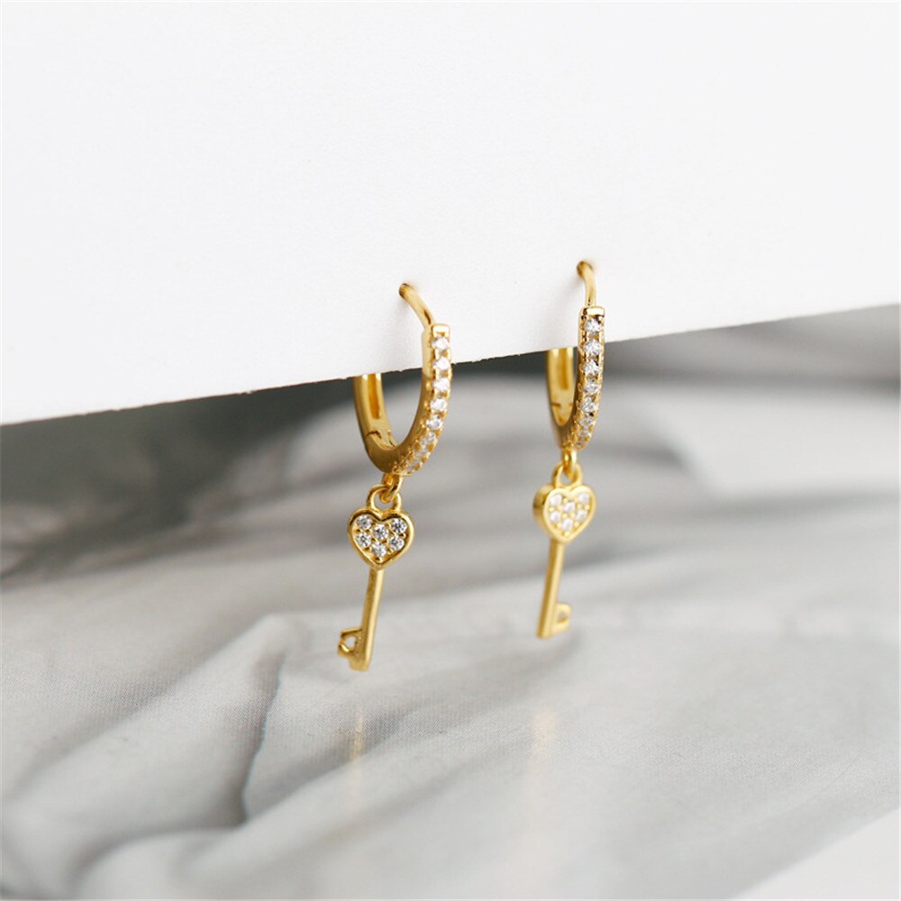 Gold Key of Love Earrings 