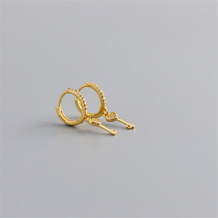 Gold Key of Love Earrings 