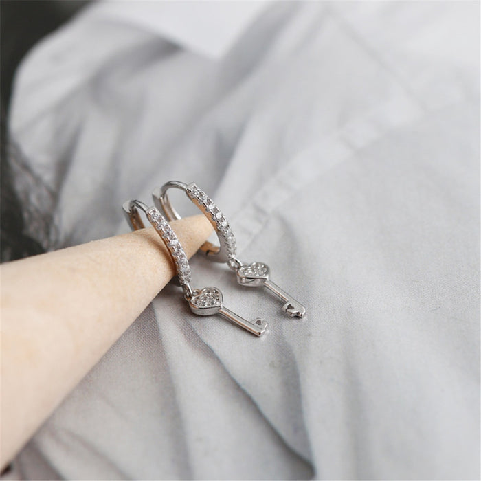 Silver Key of Love Earrings 