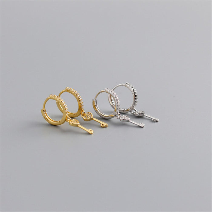 Silver Key of Love Earrings 