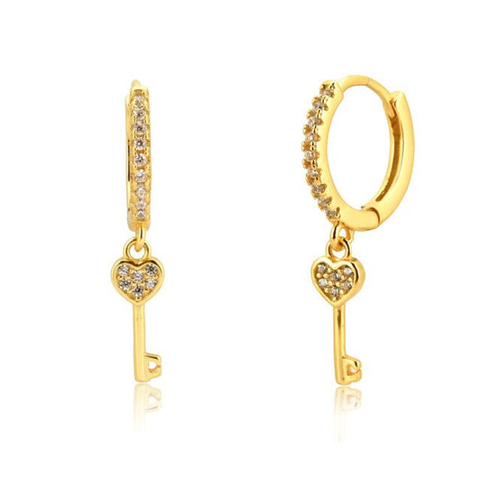 Gold Key of Love Earrings 