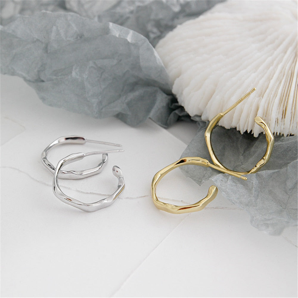 Silver Irregular Hoops 