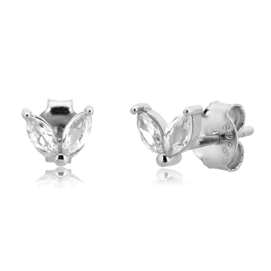 Pendientes Blossom White Plata