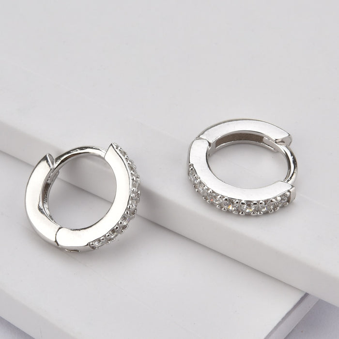 Minis White Silver Hoops - 7mm 
