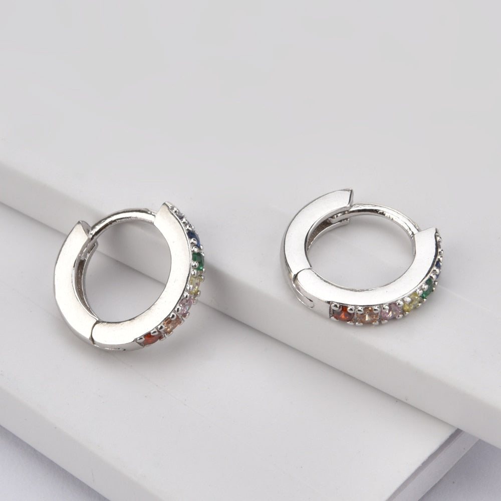 Mini Rainbow Silver Hoops - 7mm 
