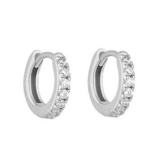 Minis White Silver Hoops - 7mm 