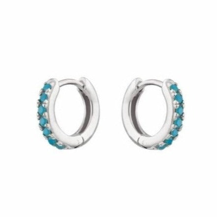 Silver Aquamarine Minis Hoops - 7mm 