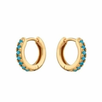 Orecchini a cerchio mini acquamarina oro - 7 mm