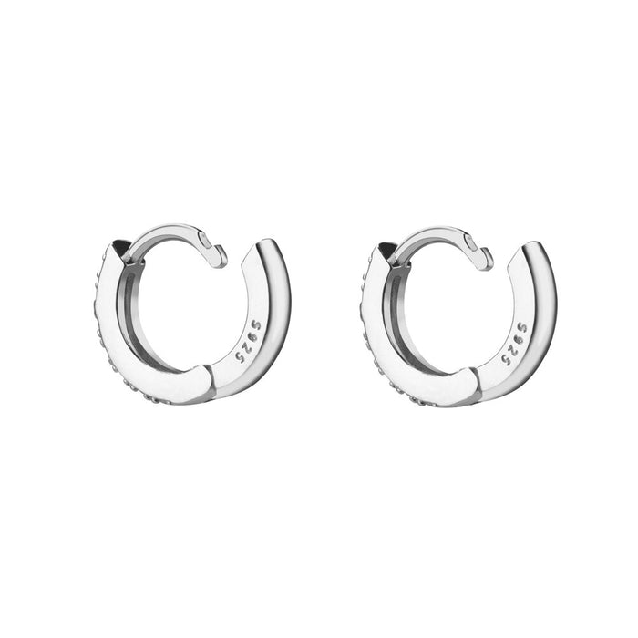 Orecchini a cerchio mini acquamarina argento - 7 mm