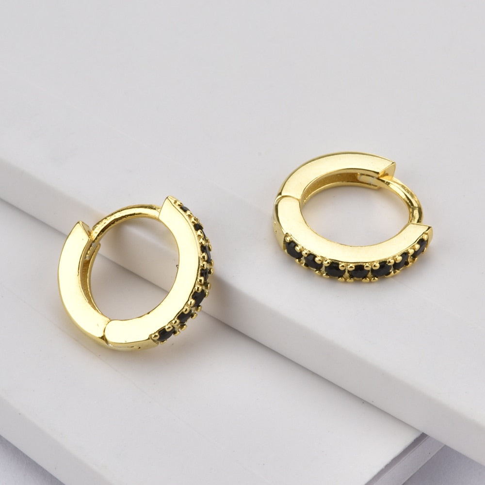 Mini Black Gold Hoops - 7mm 