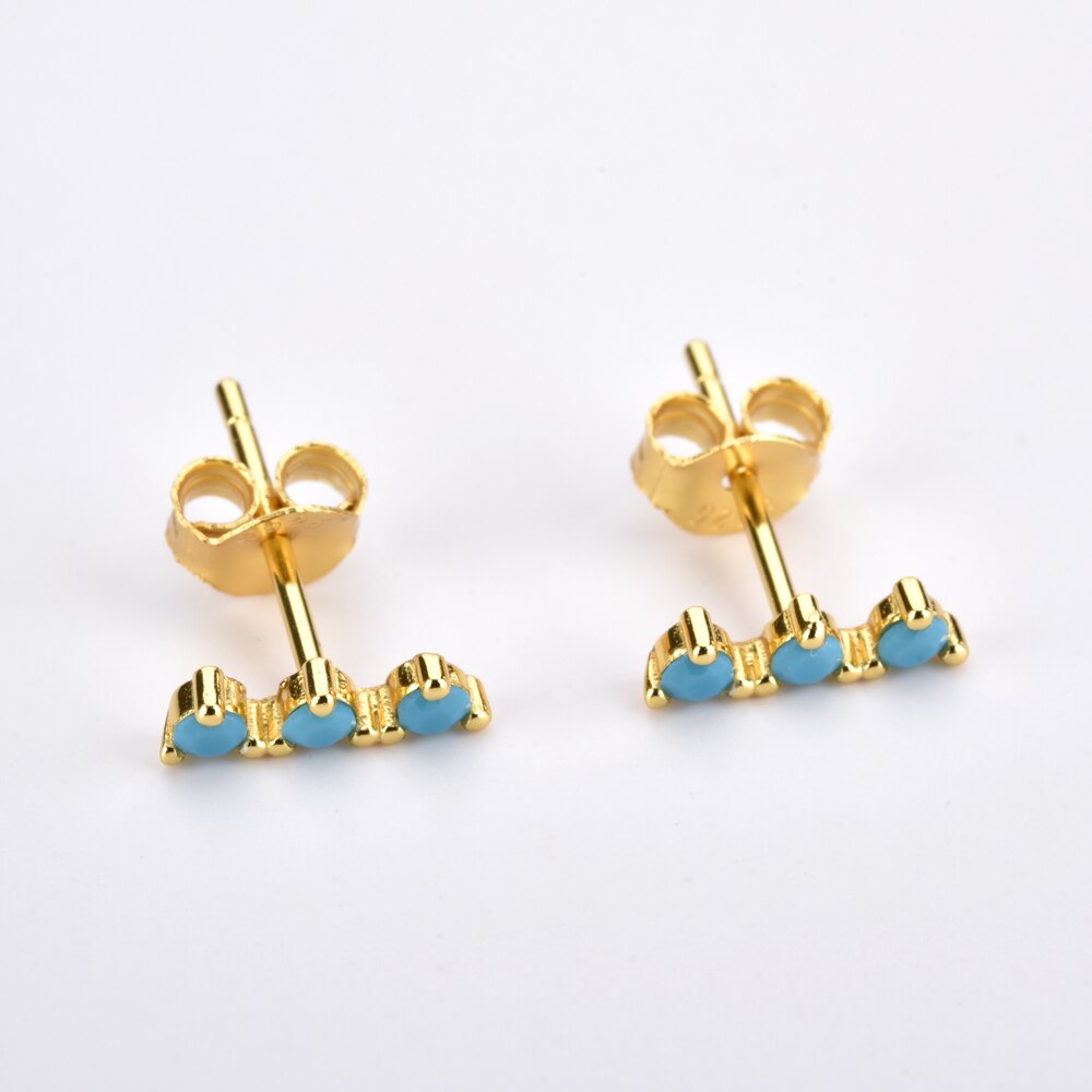 Mini Gold Aquamarine Earrings 