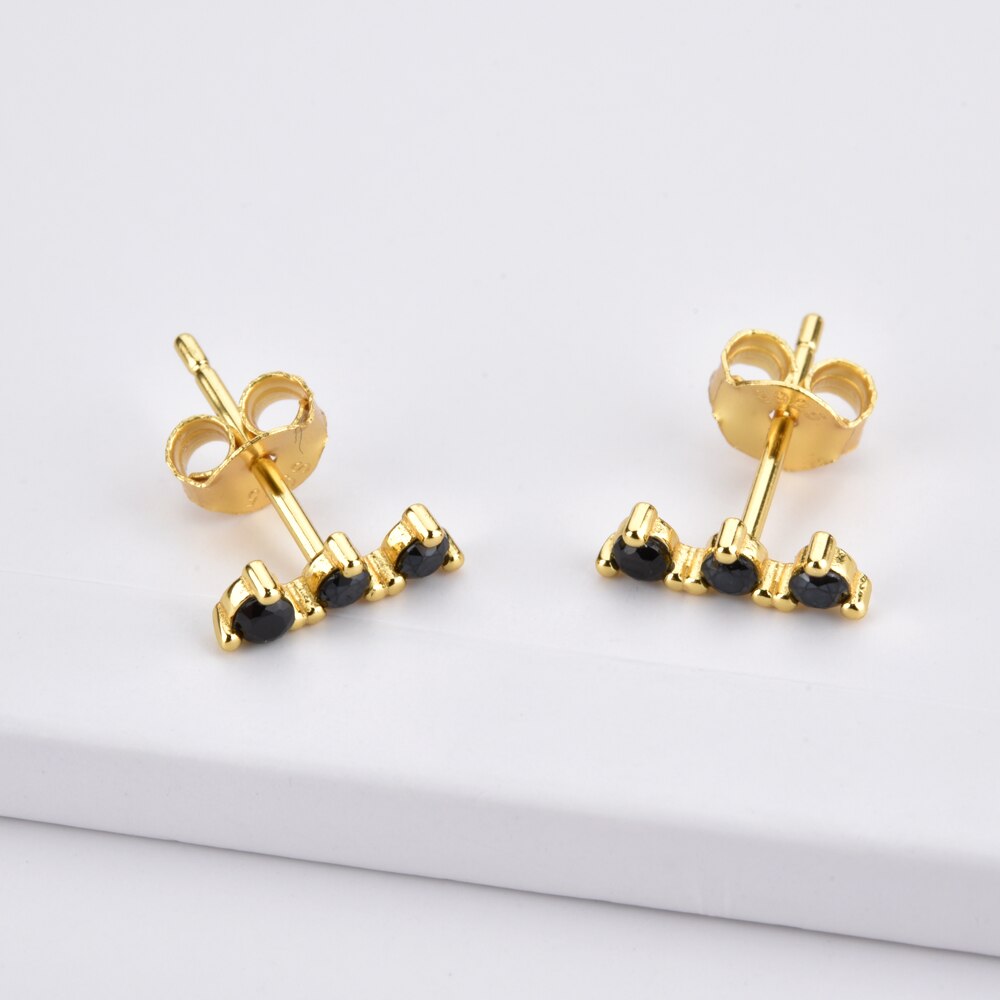 Black Minis Gold Earrings 