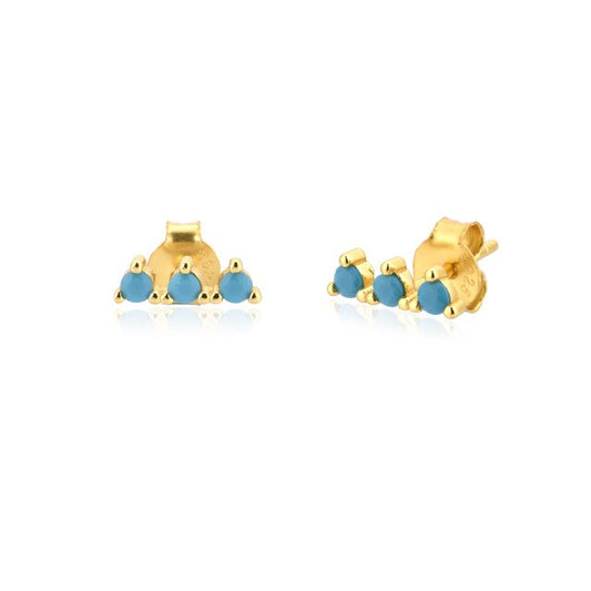 Mini Gold Aquamarine Earrings 