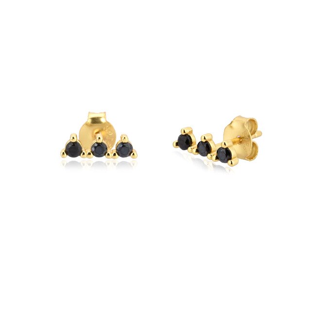 Black Minis Gold Earrings 