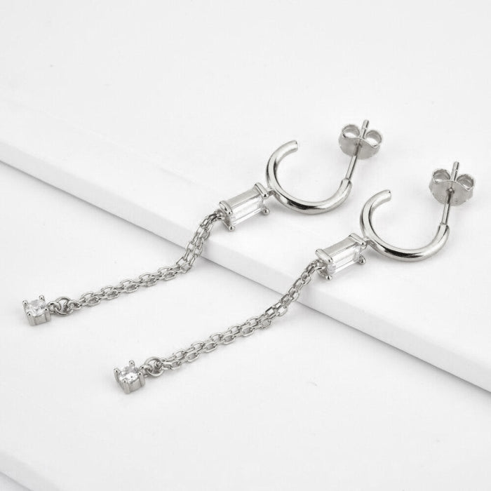 Silver Eva White Earrings 